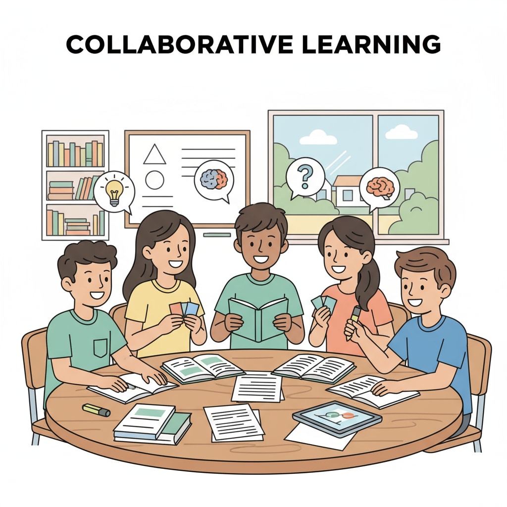 High school students collaborating and sharing academic knowledge