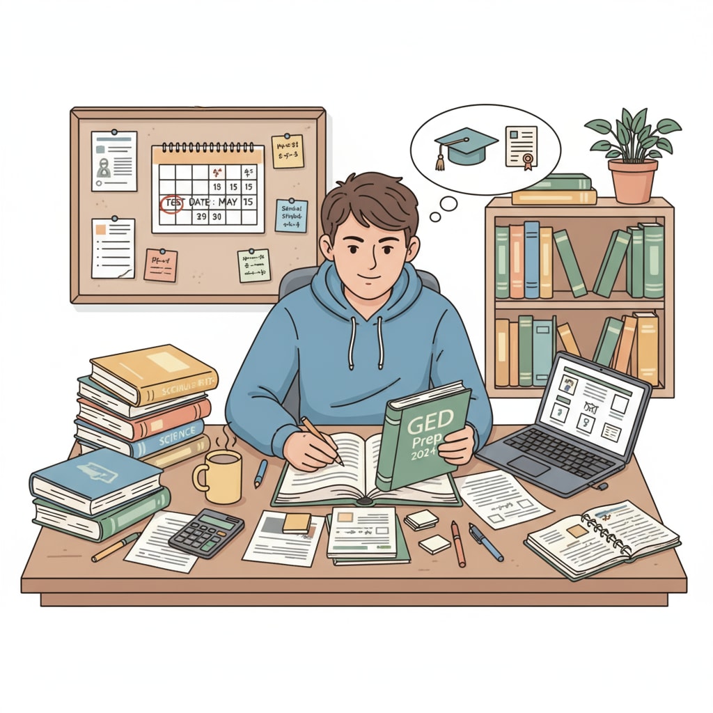 Student preparing for GED as part of educational choices for dropouts.