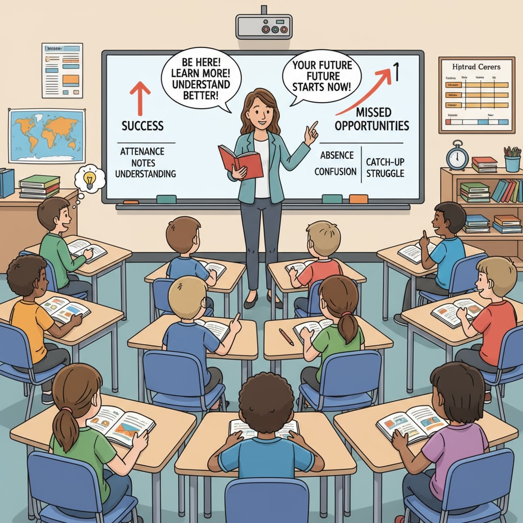 K12 students in a classroom listening, related to lecture attendance, concentration, and time management