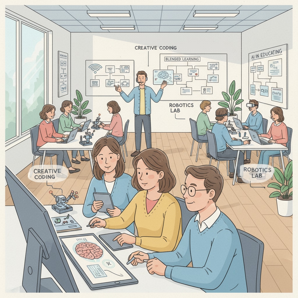 Teachers attending an educational technology workshop for discovering and adopting new tools