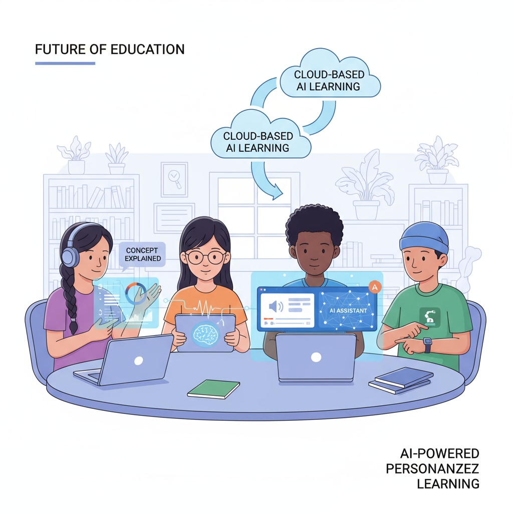 An image showing students of different backgrounds attentively watching educational videos with the help of AI-assisted software on their devices Students using AI-assisted tools for video teaching to ensure learning equity