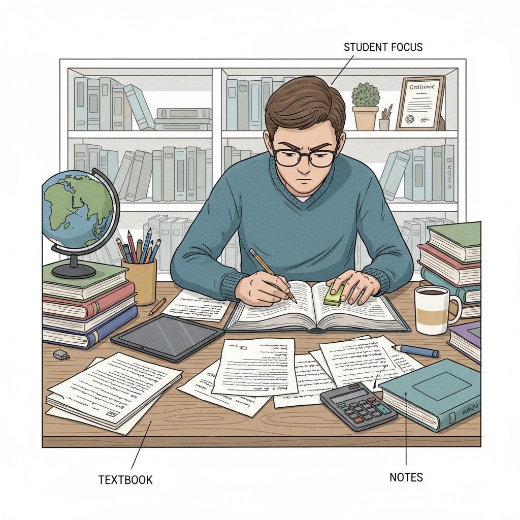 A student focused on exam revision, applying effective learning methods for academic success