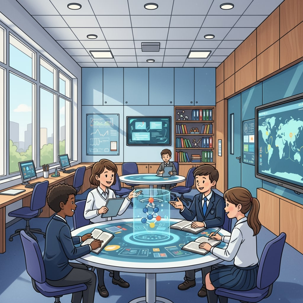 Students in a private school classroom discussing educational topics related to private and public school choices for siblings