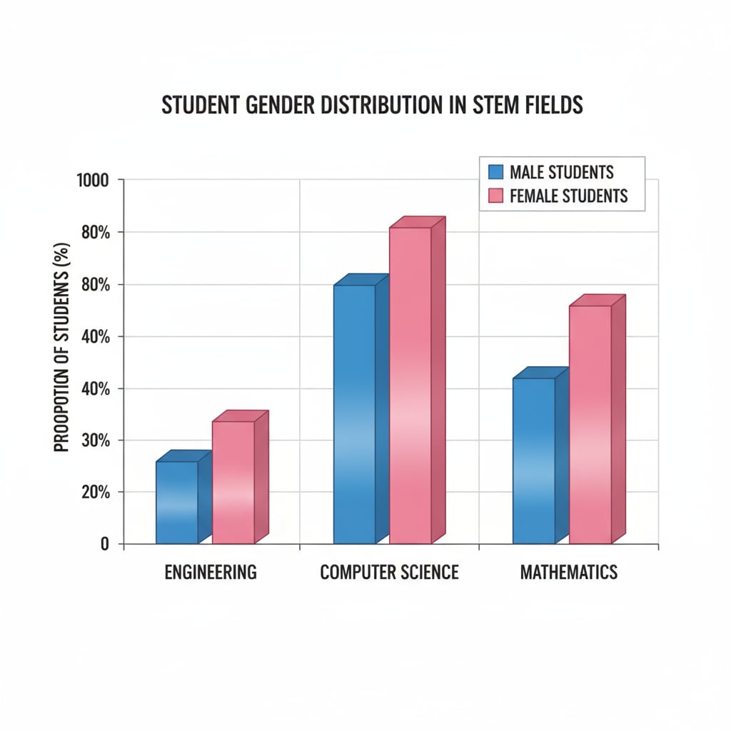 Graph showing gender differences in STEM fields relevant to STEM education and teaching practices