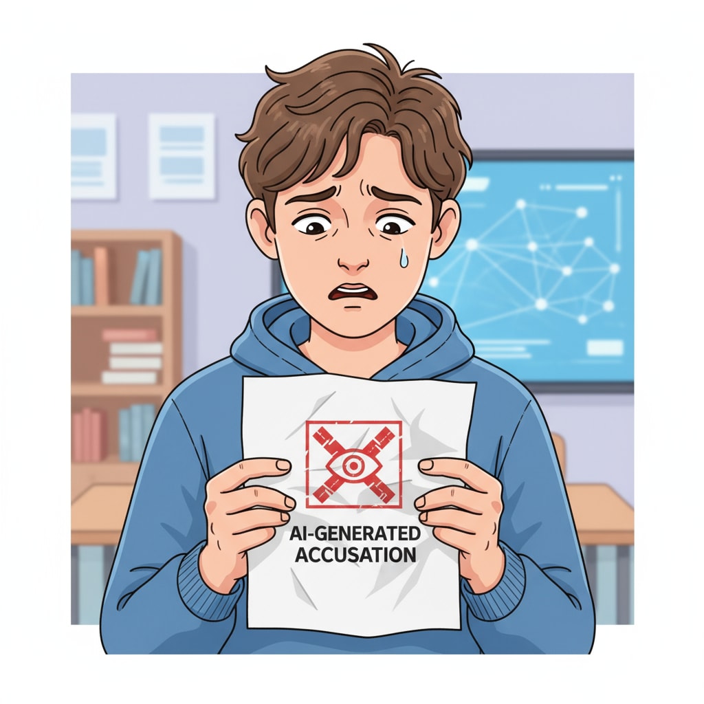 A worried K12 student facing an AI-generated paper accusation
