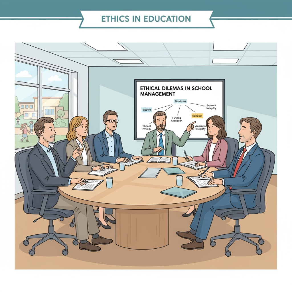 School administrators discussing ethical dilemmas in educational leadership and administration.