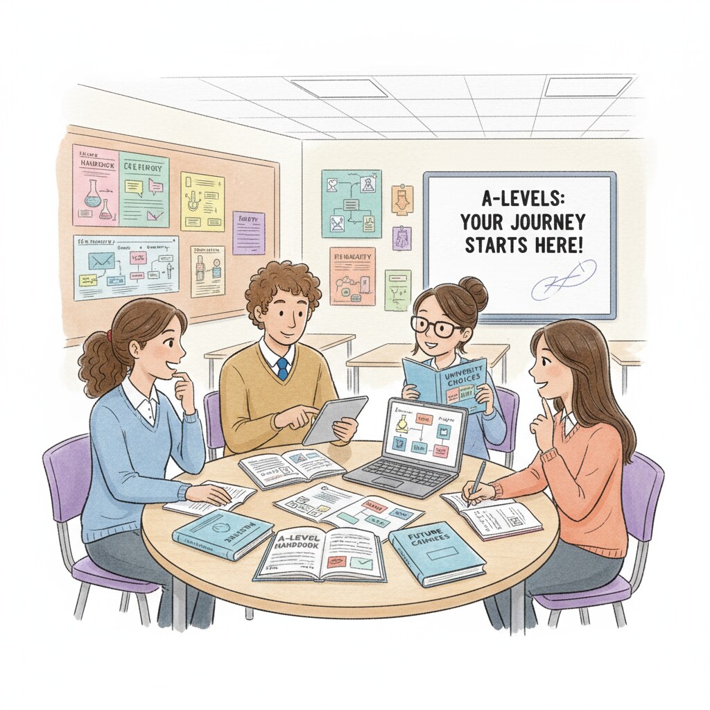 Students discussing educational choices including A-levels for computer science