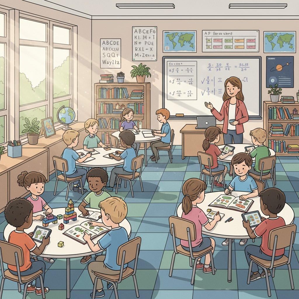 A classroom scene related to Trump administration's education reform in K12 system