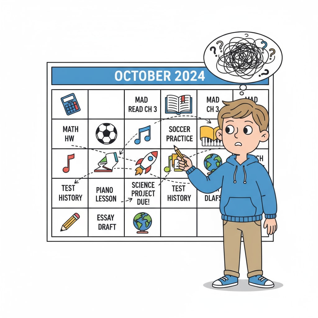 K12 student facing time management challenges with school and other commitments