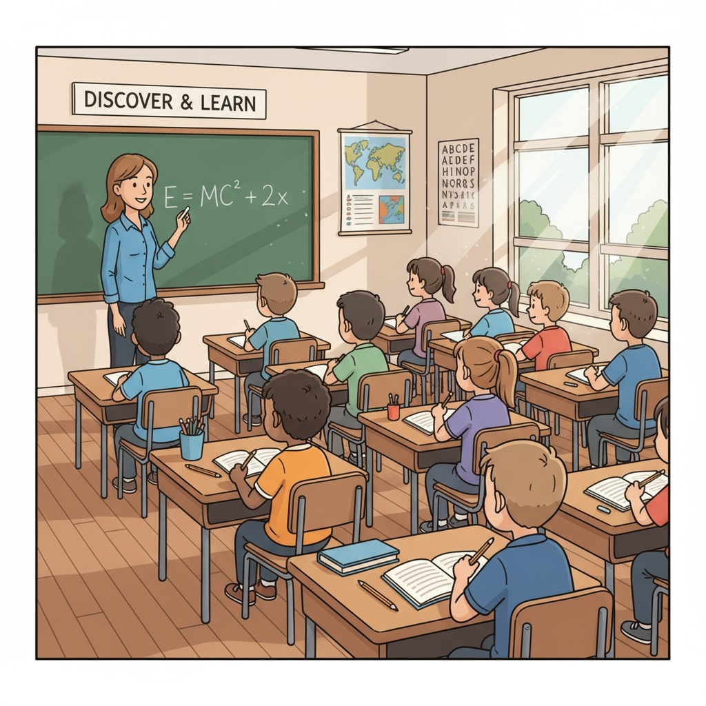 Traditional teaching method in a classroom setting related to teaching methods, technology, and learning environments