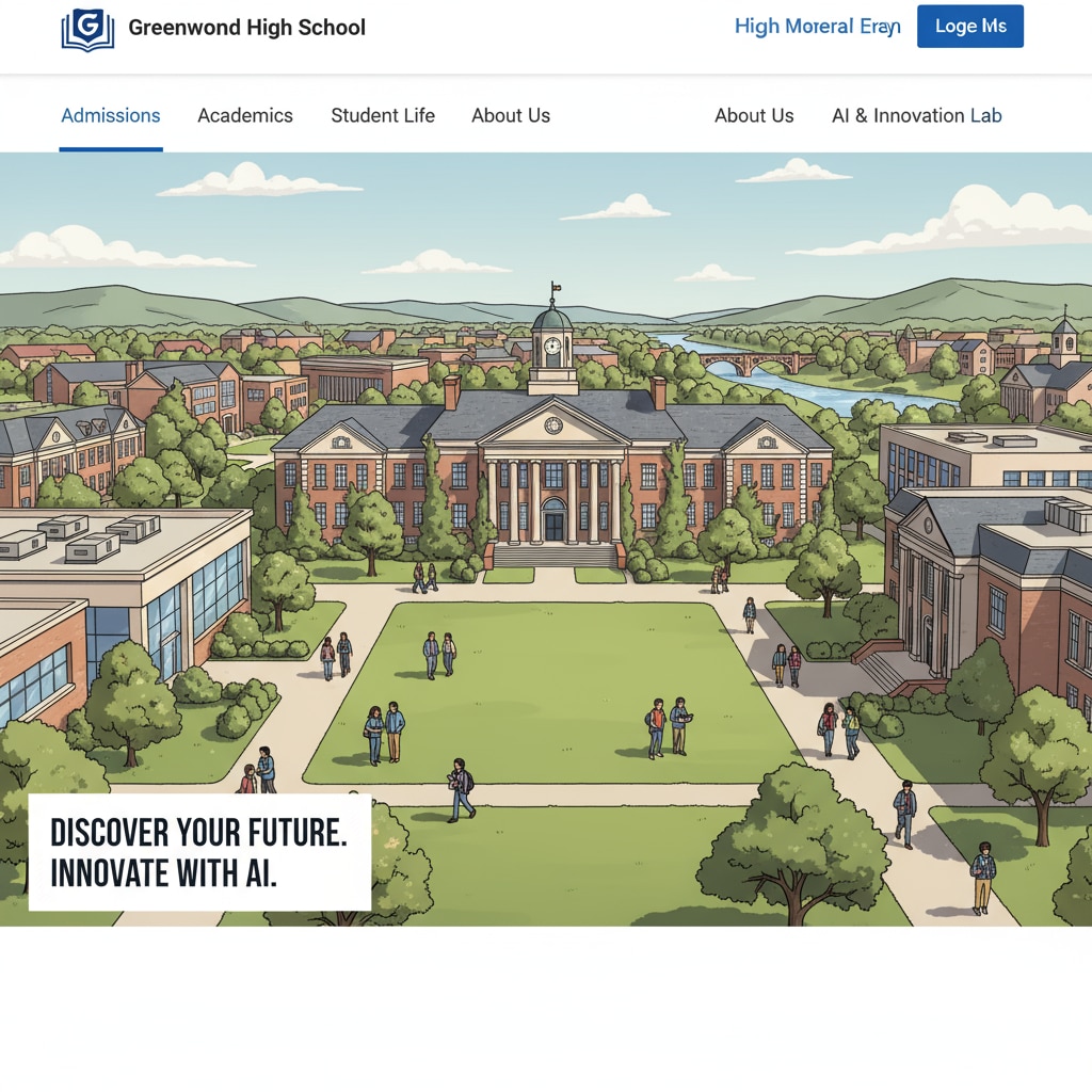 A high school website featuring an AI-generated image relevant to educational ethics