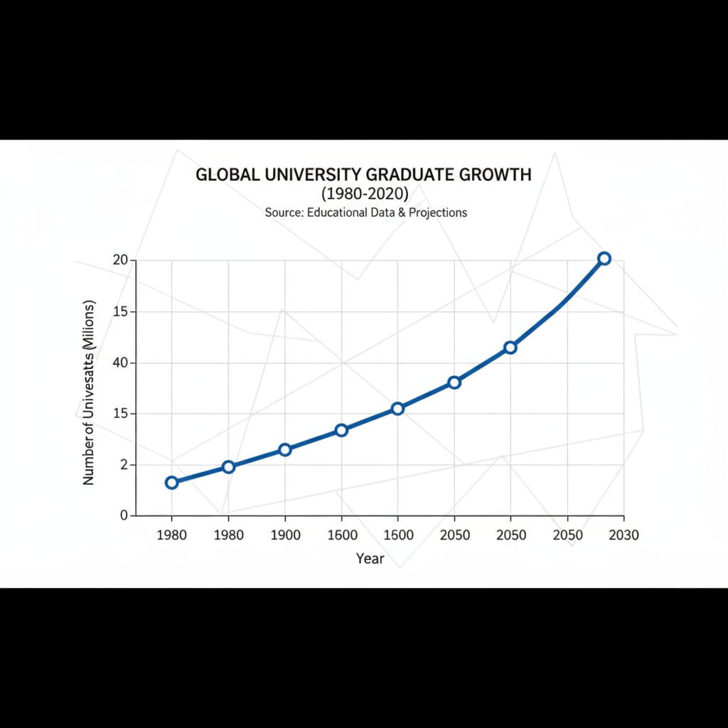 A graph showing the increasing number of university graduates over the years Graph of the growth of university graduates in the job market