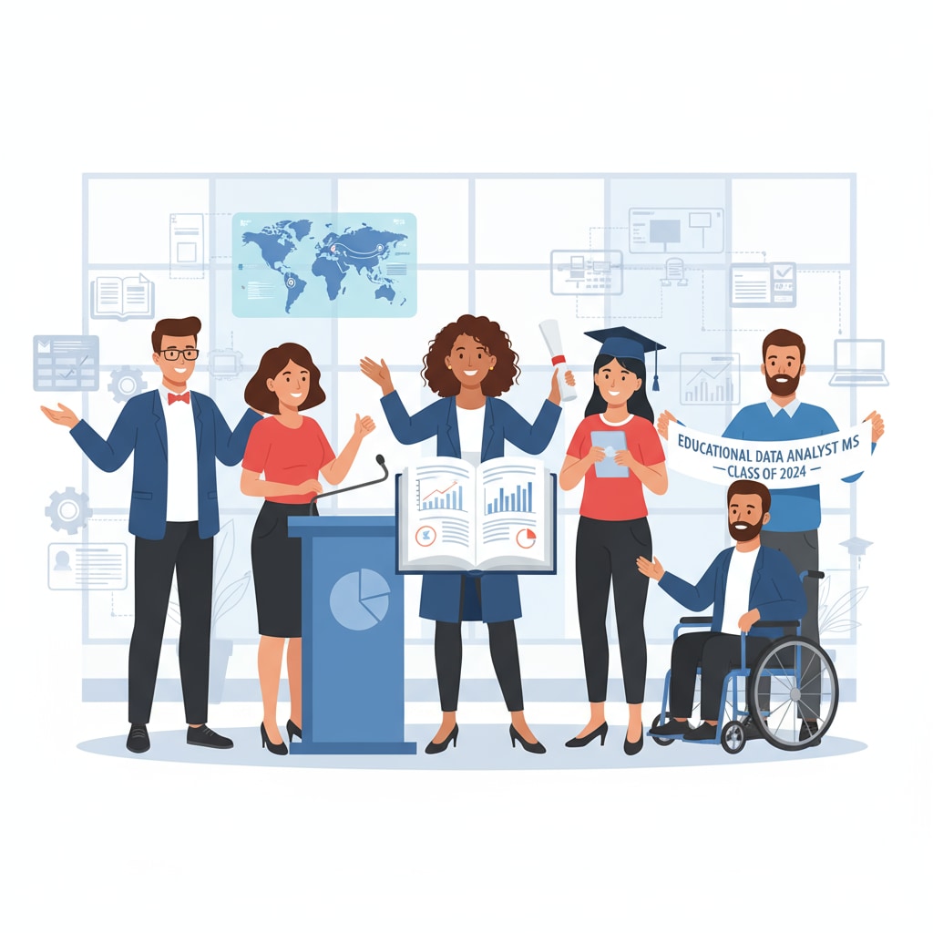 Graduates of educational data analysis master's program celebrating