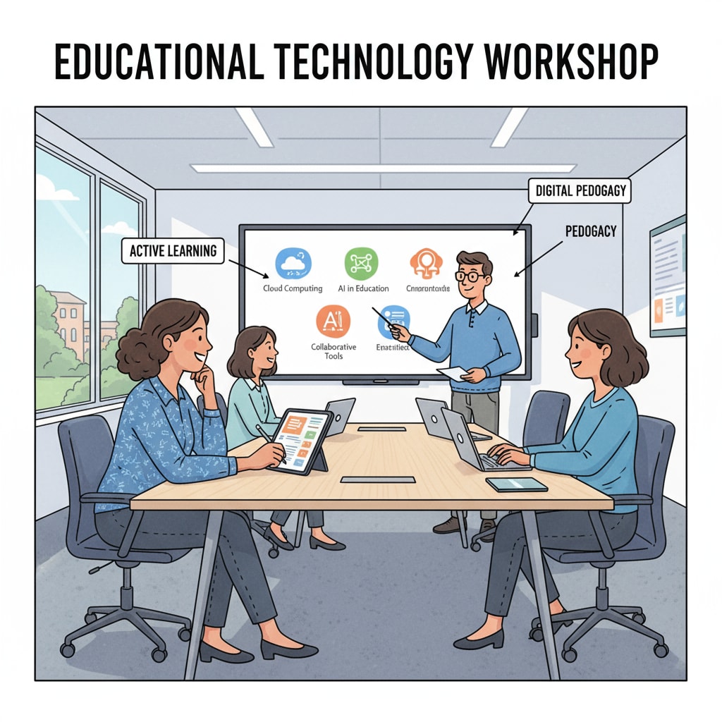 A K12 teacher is actively participating in a professional development workshop on educational technology. The teacher is listening attentively and taking notes. K12 teacher attending a workshop for educational technology information and adoption motivation