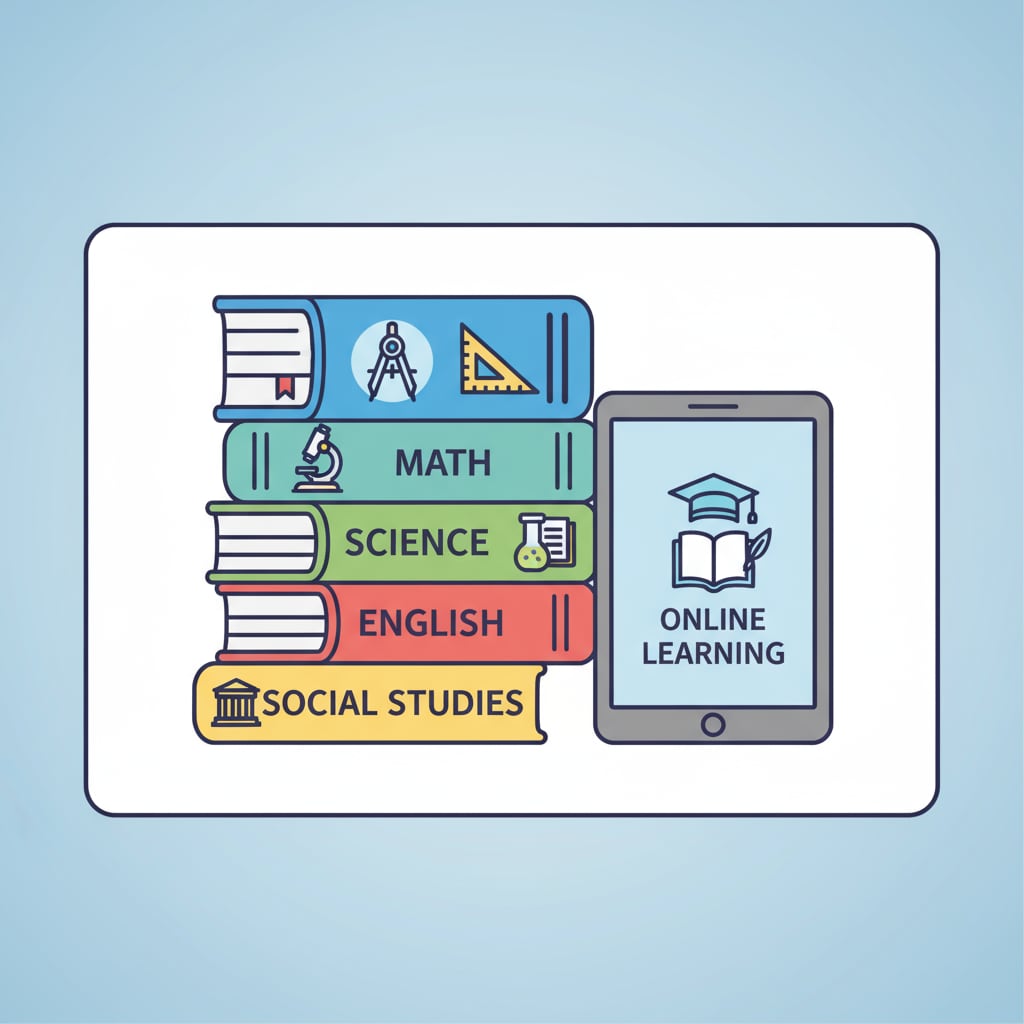 Different courses available in an online high school for overseas American students leading to a recognized diploma