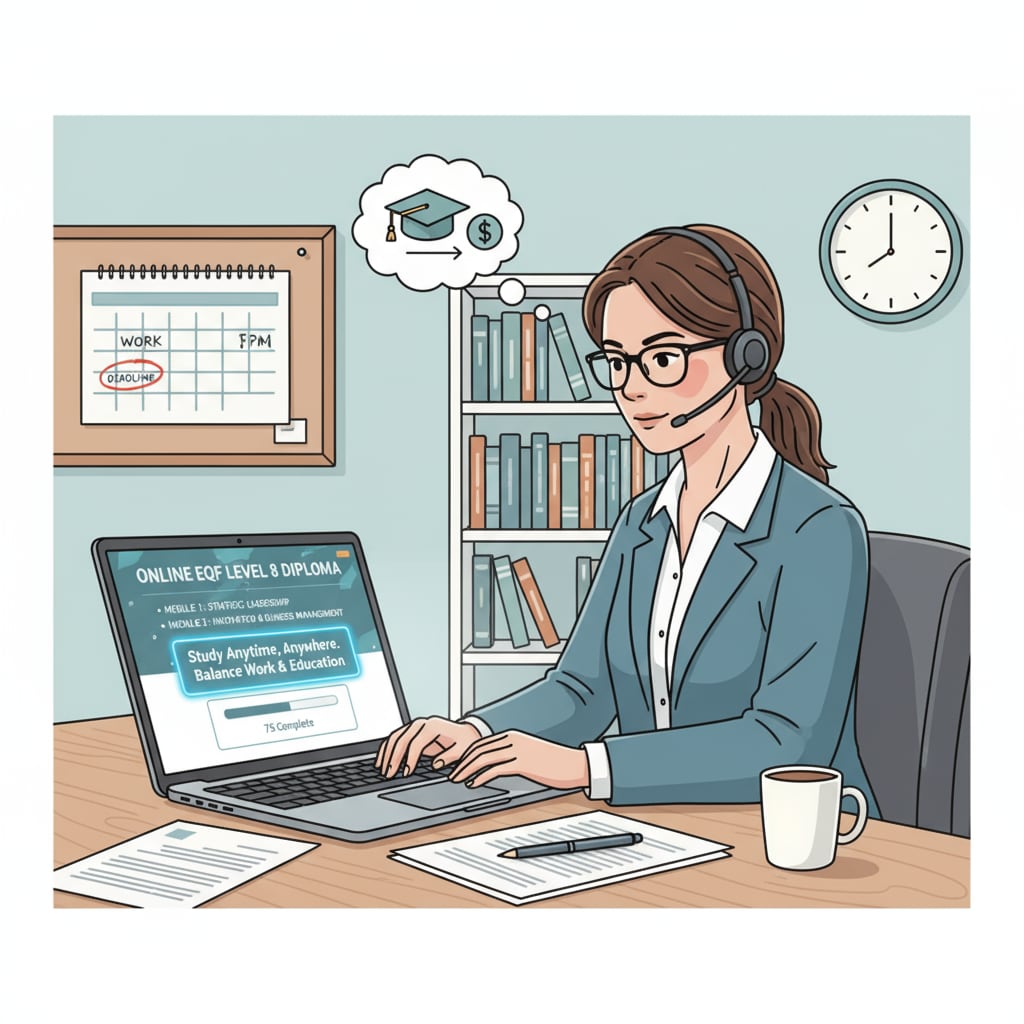 A full-time worker studying online for EQF 8 certification