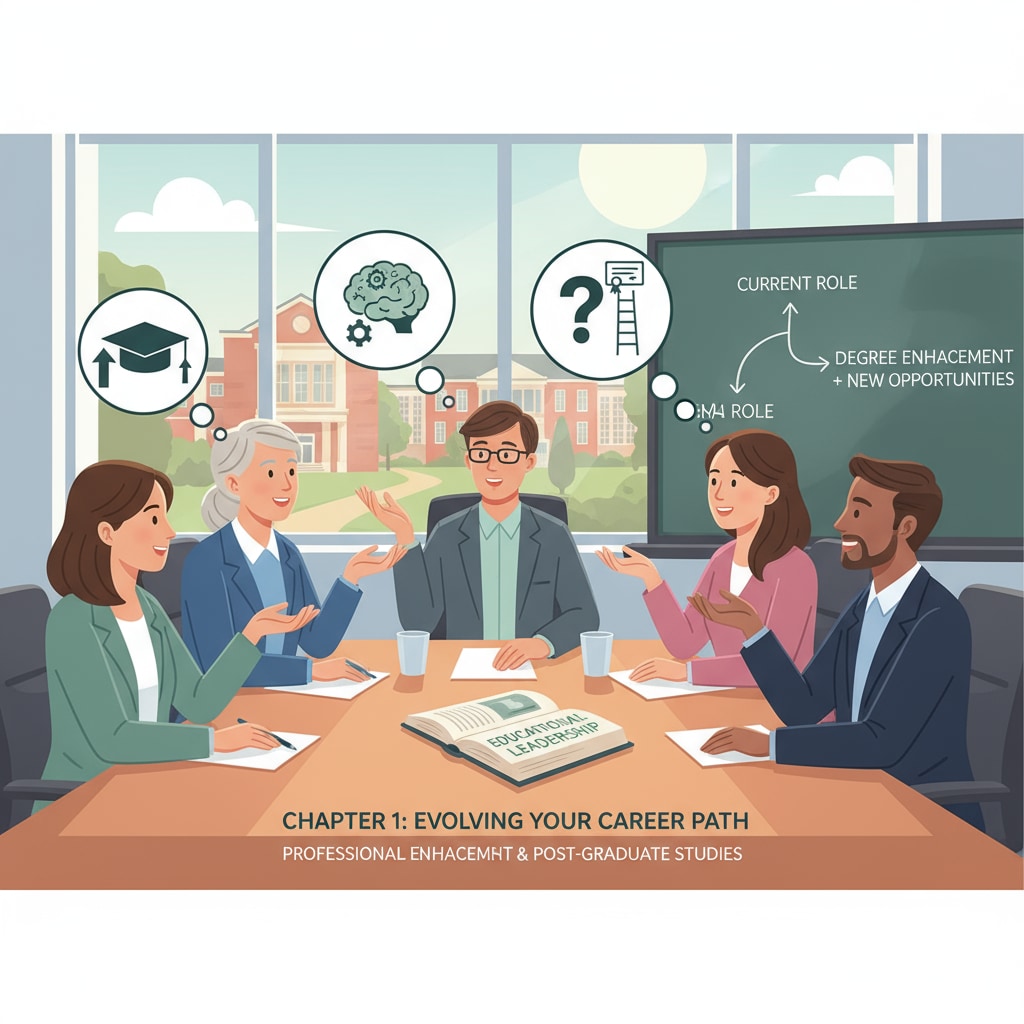 K12 educators discussing career choices and degree enhancement in a meeting room