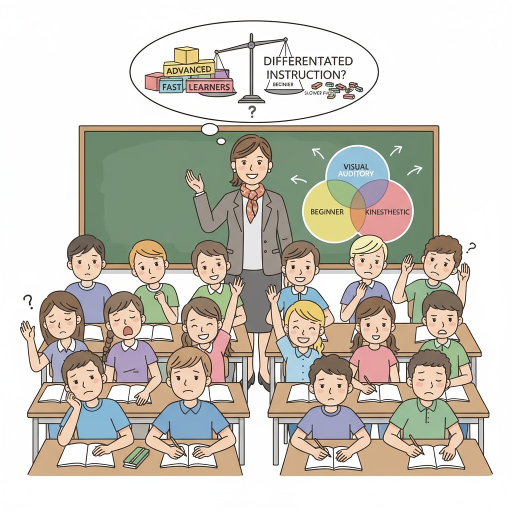 Teacher in a classroom facing the issue of imbalanced class structures and different student learning abilities
