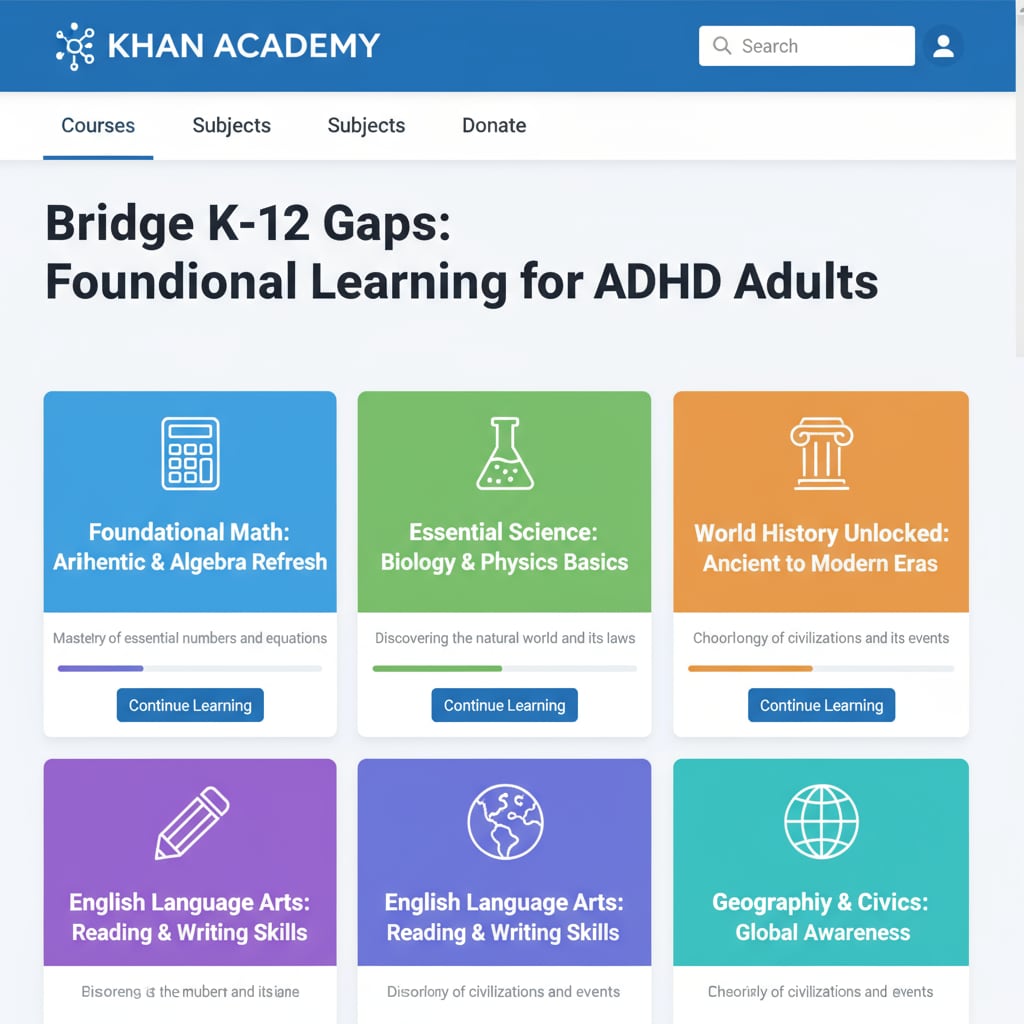 Khan Academy website as an online learning resource for ADHD adults in basic education