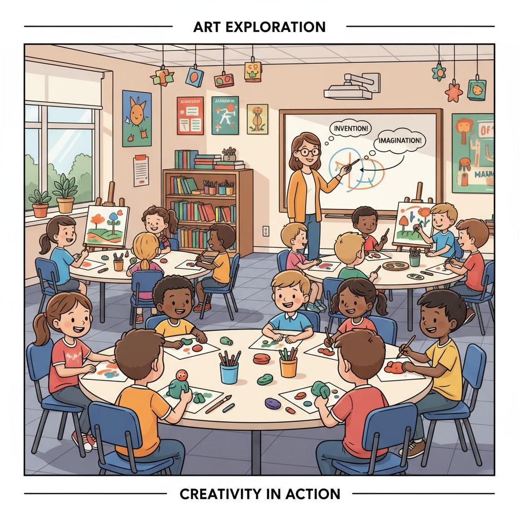 A group of K12 students are actively involved in a creative classroom activity, with smiles on their faces, indicating high levels of engagement. K12 students engaged in a creative classroom activity