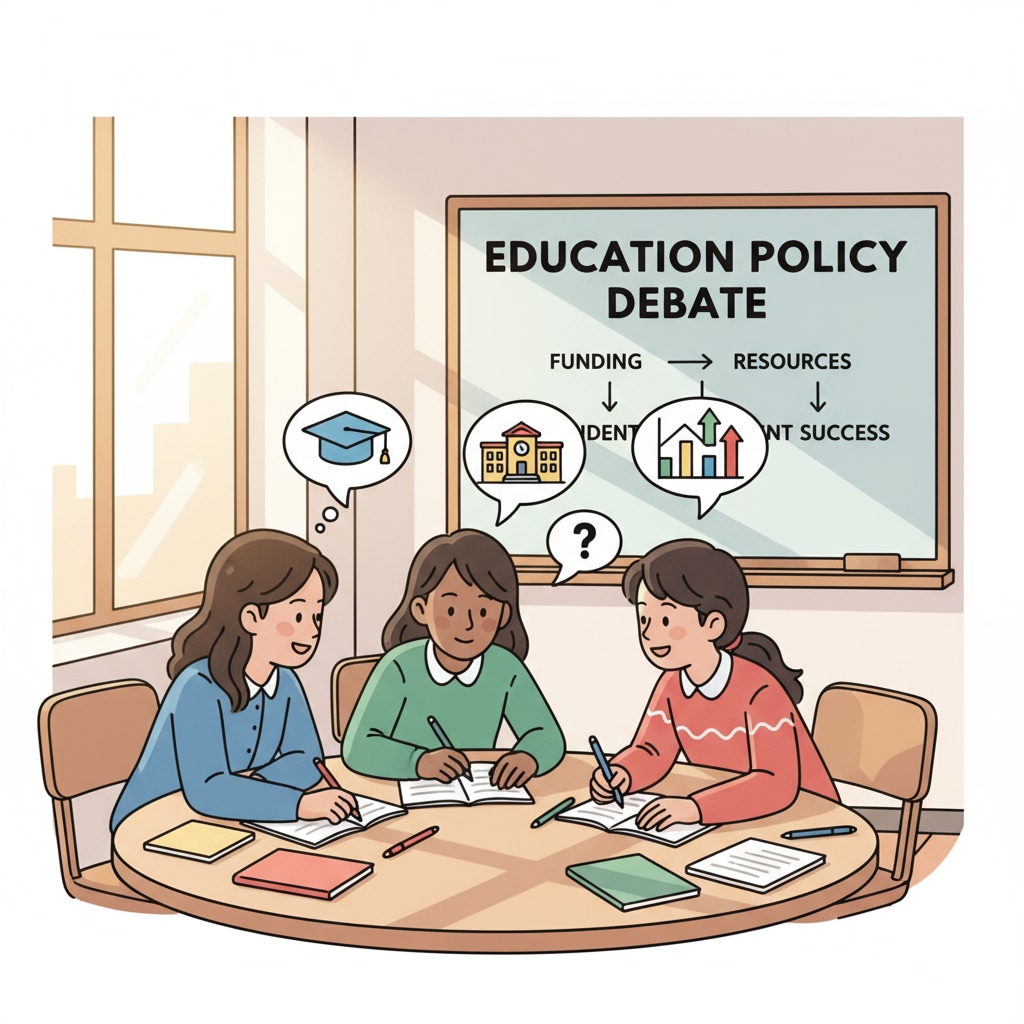Students discussing school vouchers, public school funding, and education policy in a classroom