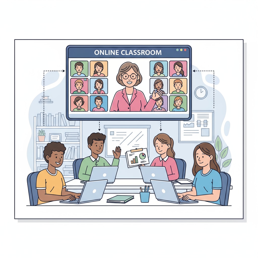 Students in an online class during the post-pandemic era using digital technology