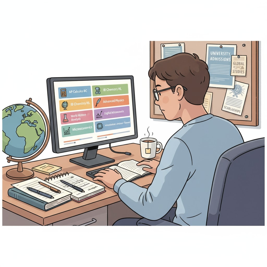 A student exploring online courses for overseas university applications