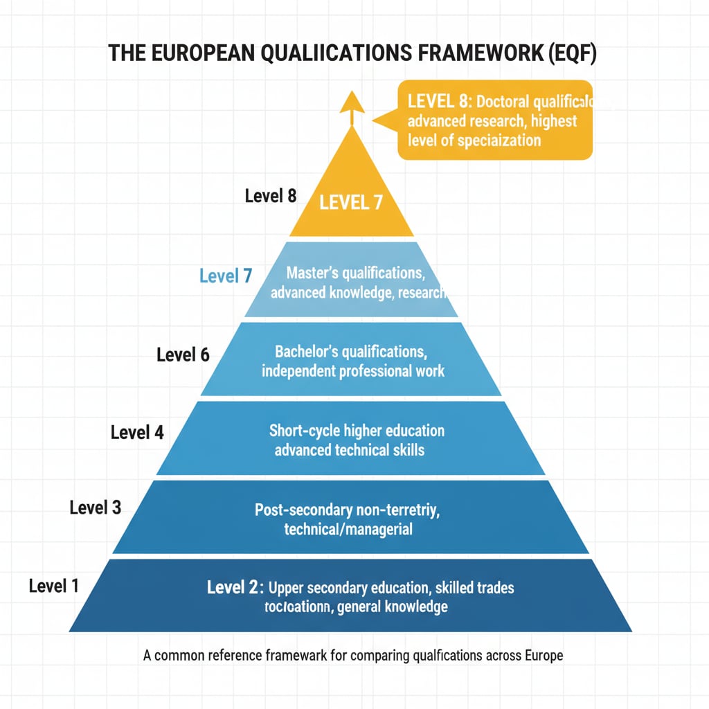 EQF levels with emphasis on Level 8 for online education and qualification certification