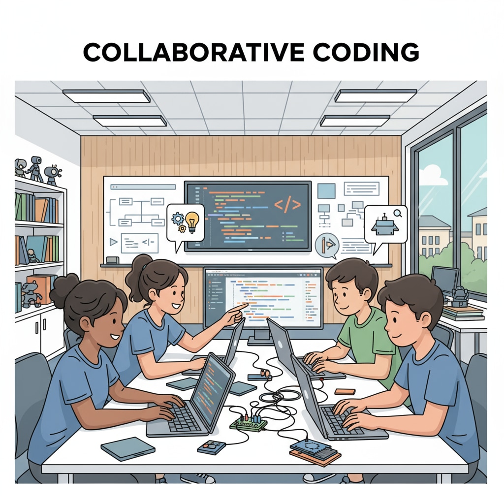 Students engaged in a coding project for technical skills development