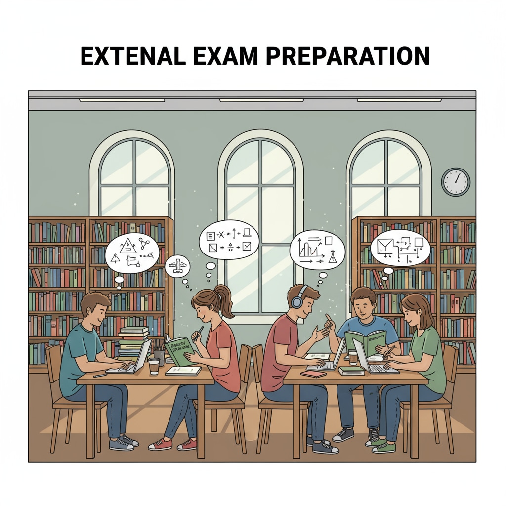 Students studying for external exams to enhance college application competitiveness related to academic rigor