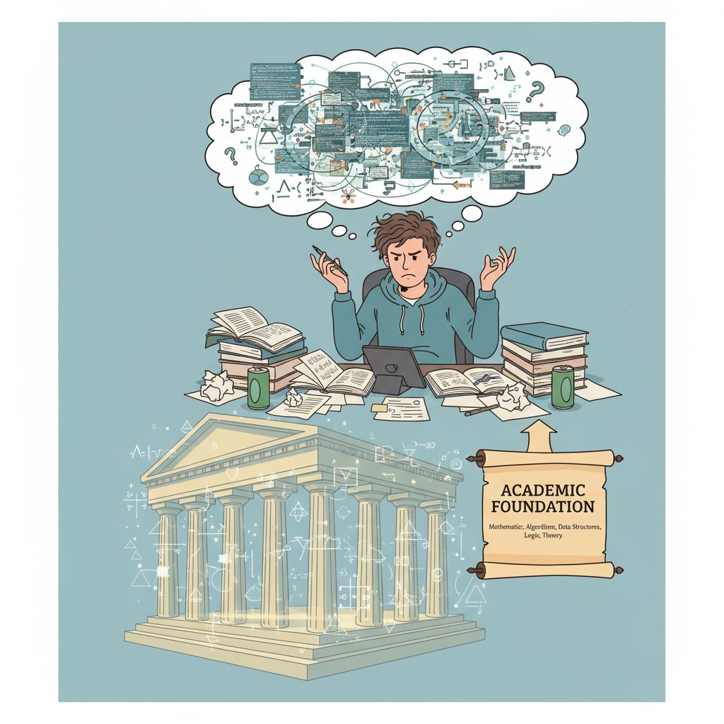 A student appears confused while attempting to solve a complex coding problem, highlighting the importance of a strong academic foundation in software engineering. Student struggling with coding due to lack of foundation in software engineering