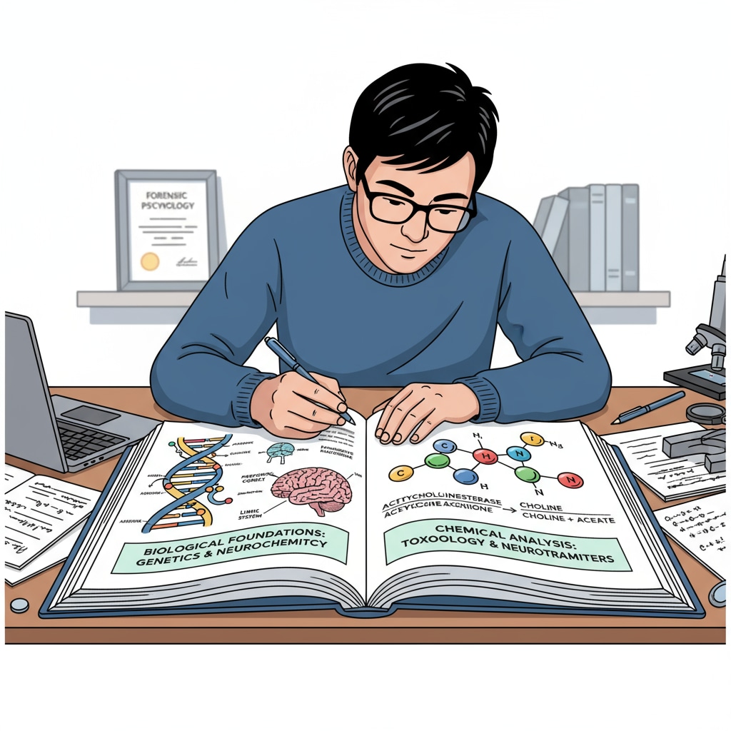 Student reading a science textbook for forensic psychology career preparation during K12