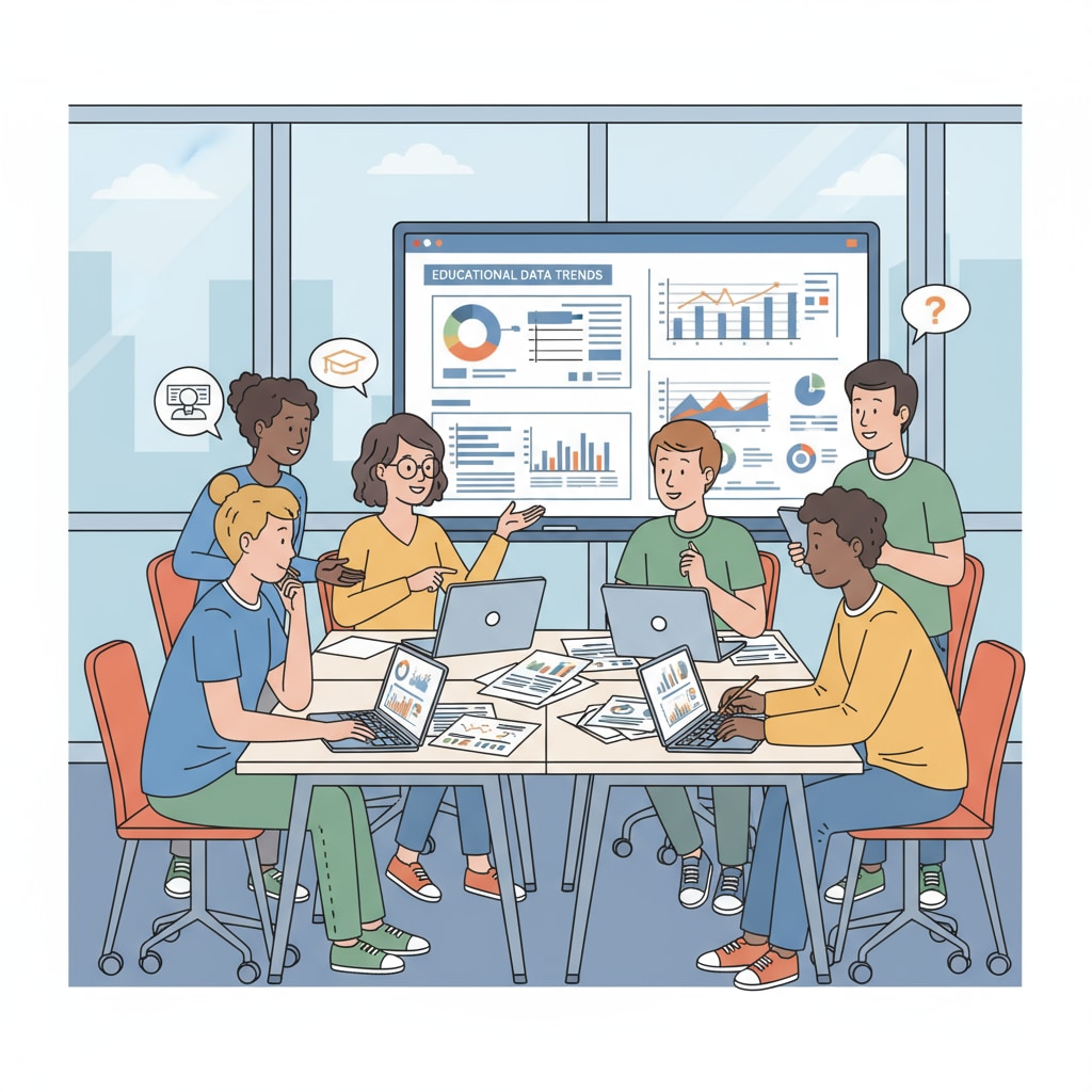 Students discussing educational data analysis in a classroom related to educational data analysis, master's programs, and teaching strategies