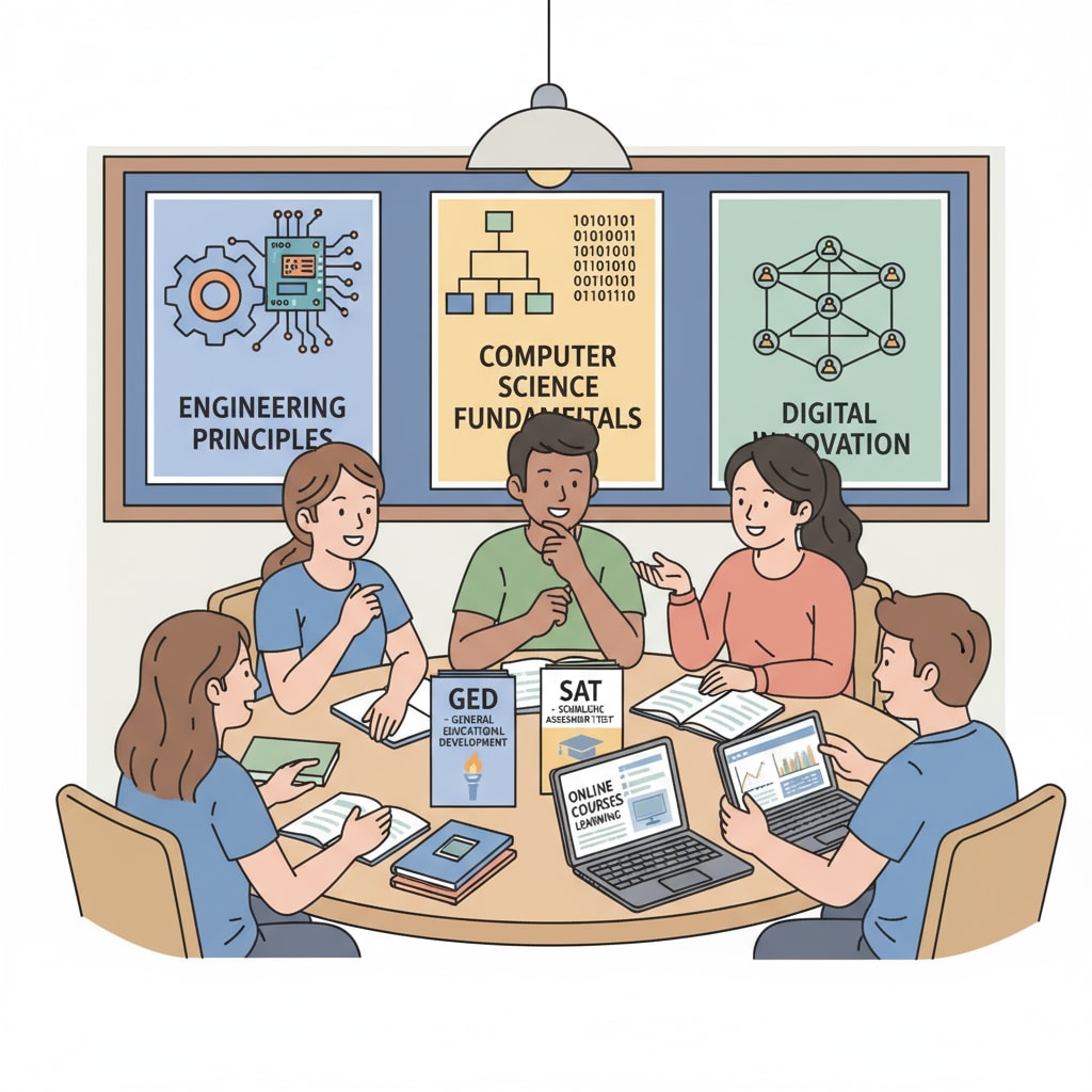 High school students exploring alternative education options for engineering and computer science