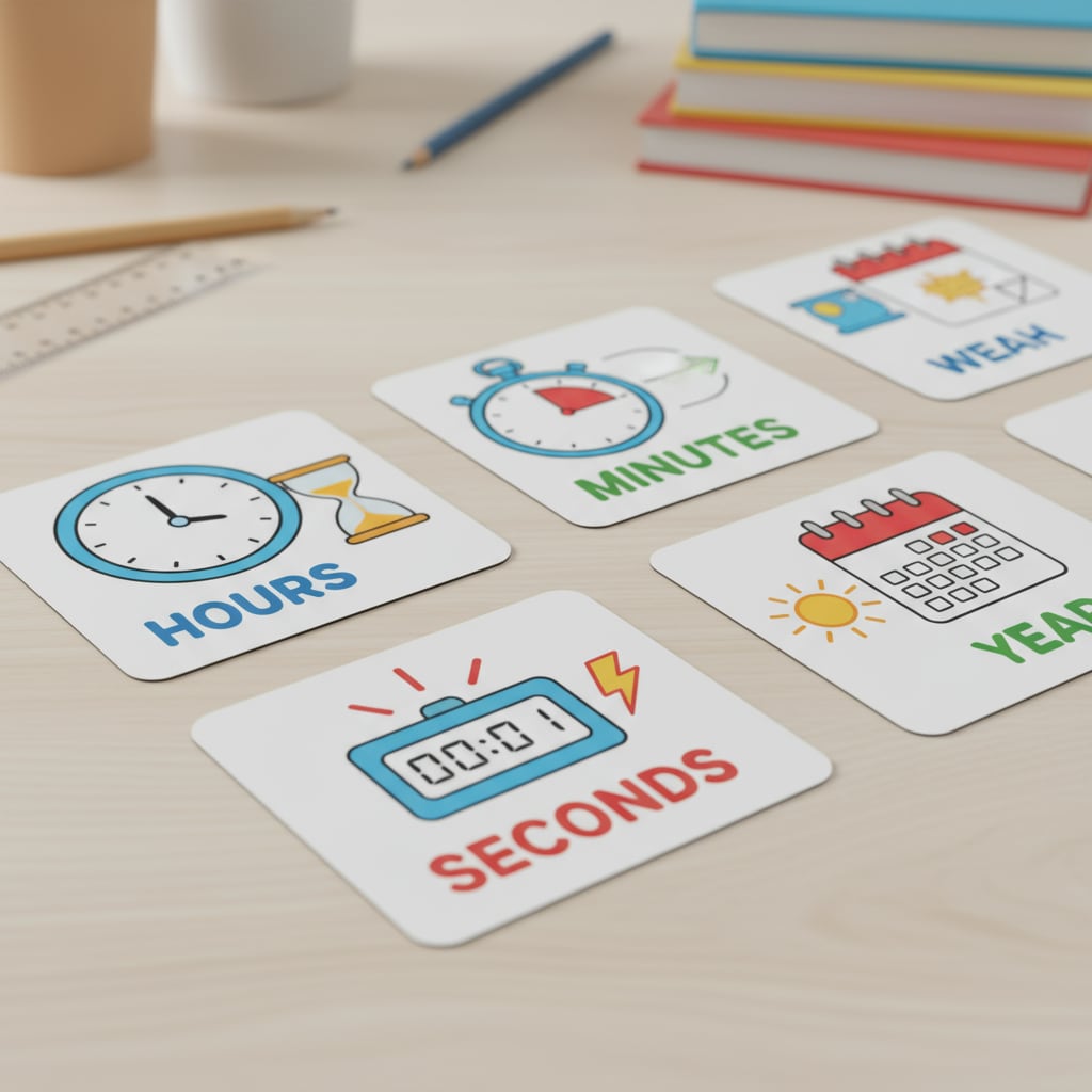 Flashcards for teaching time concepts as part of basic knowledge acquisition