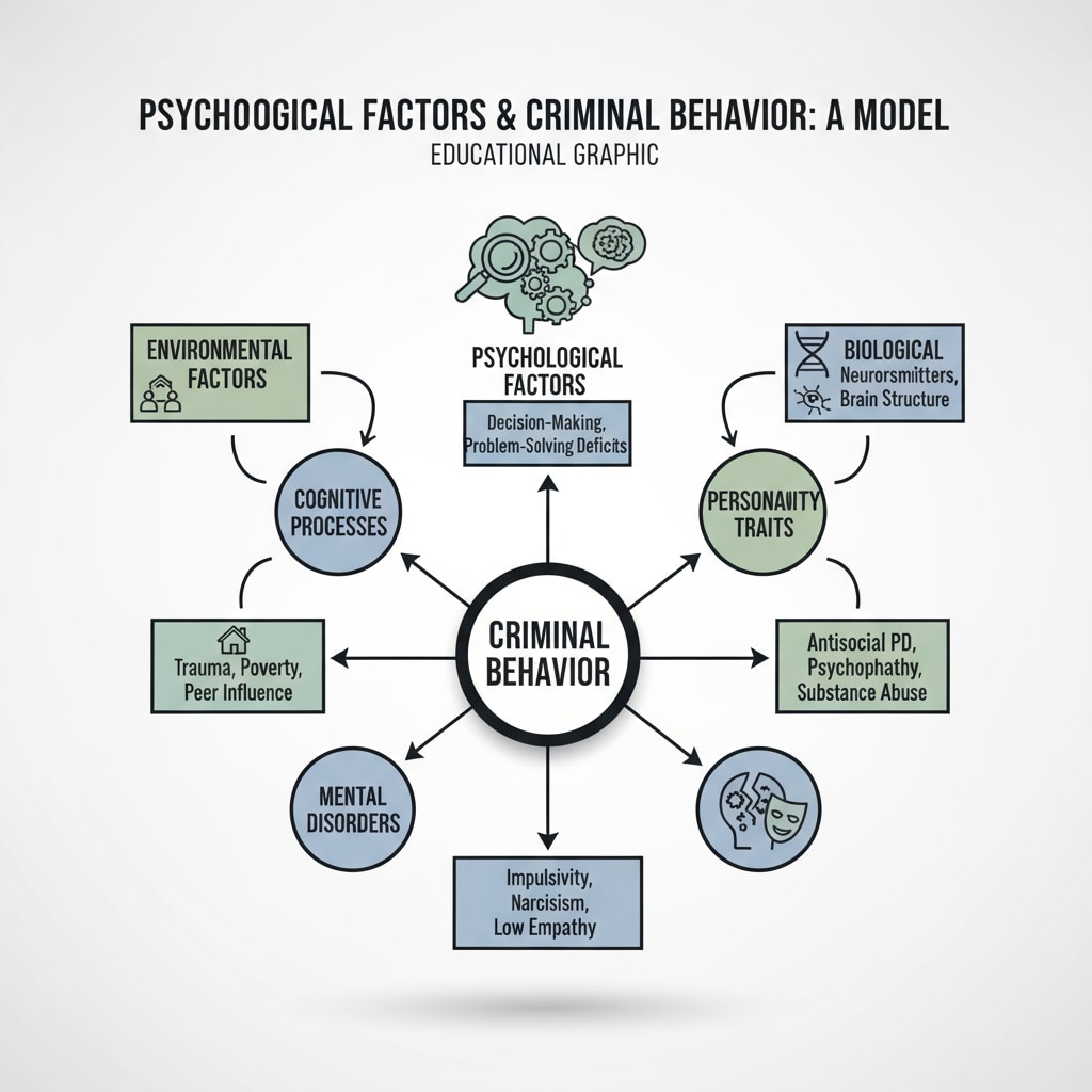 Graph depicting the relationship between psychological factors and criminal behavior