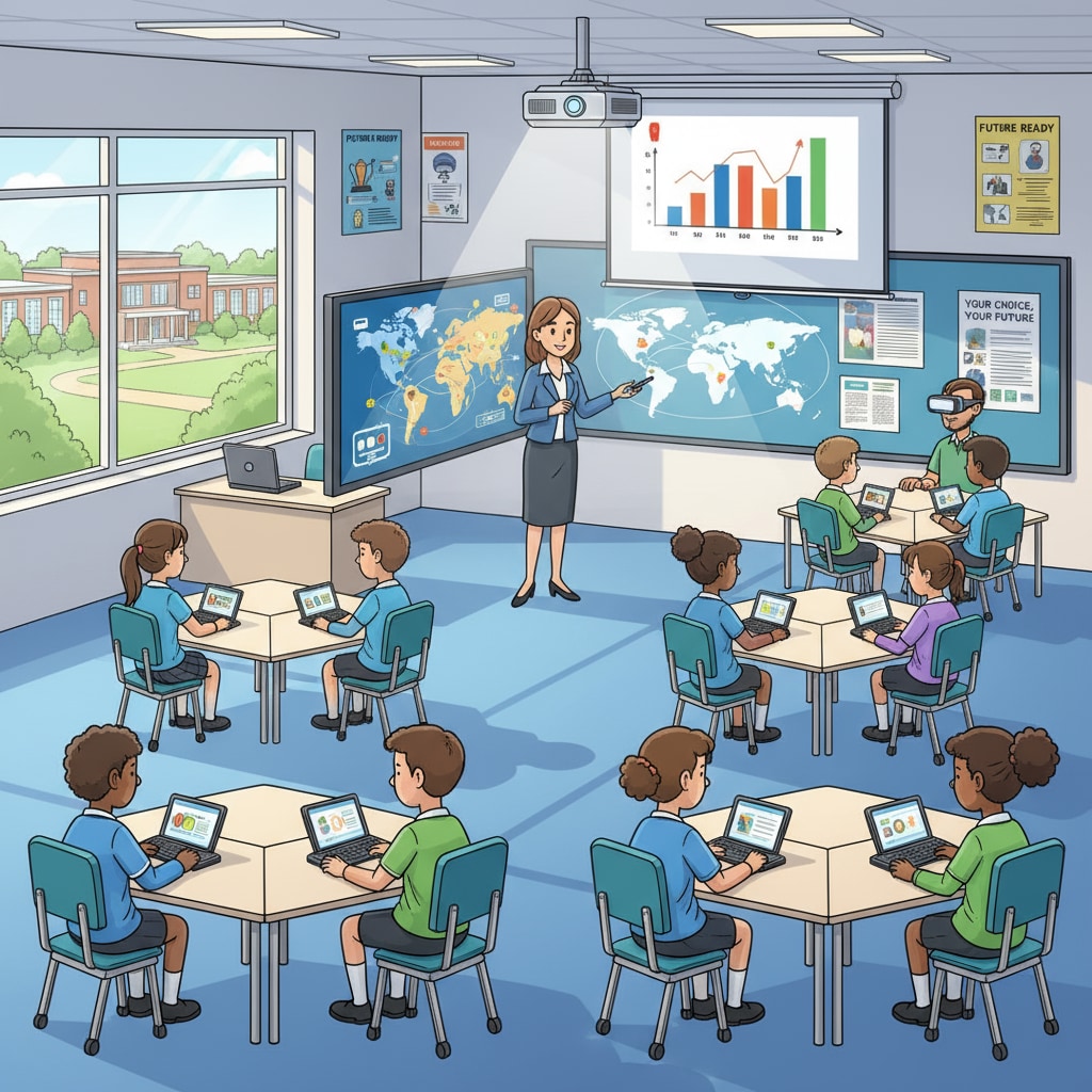 Modern classroom in relation to school choice, political controversy, and education policy