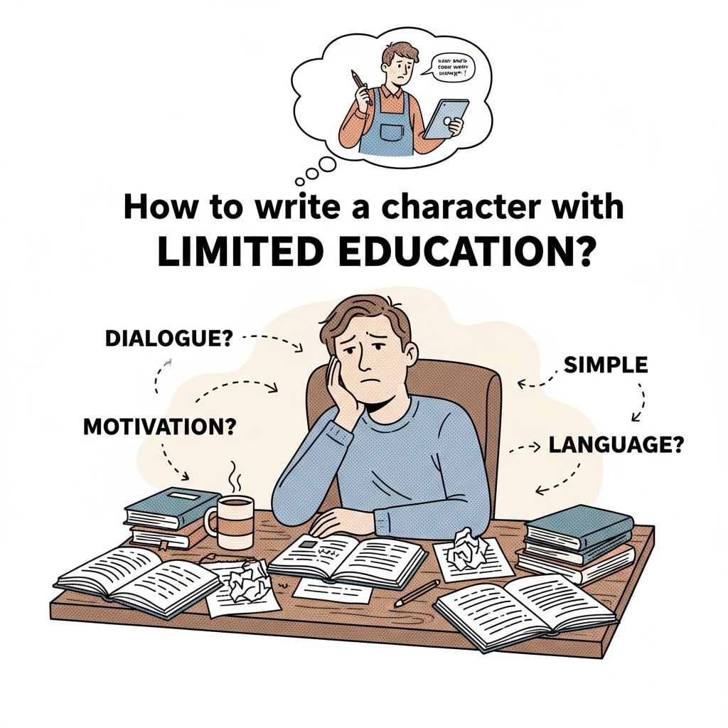 A person considering how to write a character with limited educational background in novel creation