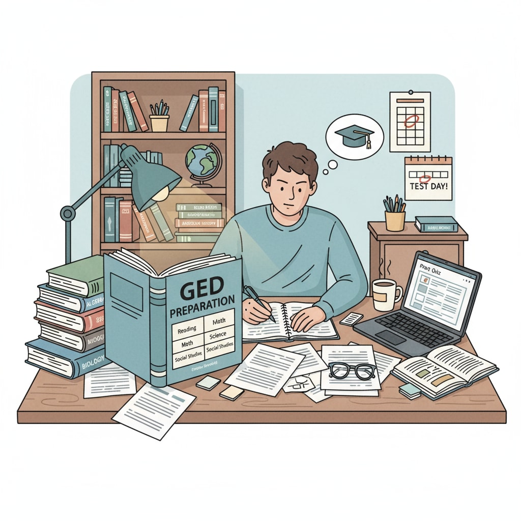 Student studying for dropouts, GED, and educational choices related GED test