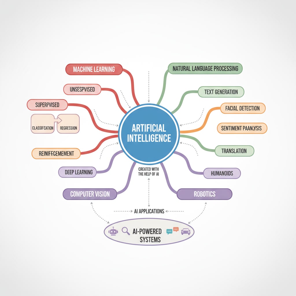 Mind map created with AI for better understanding in learning