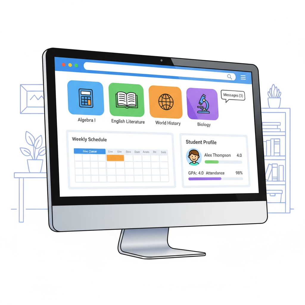 Interface of an online high school platform for overseas students to earn high school credits