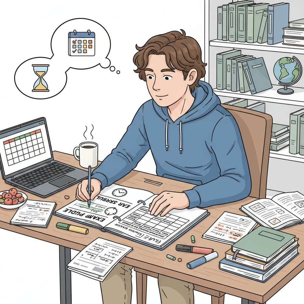 A student managing time for exam preparation to achieve academic success