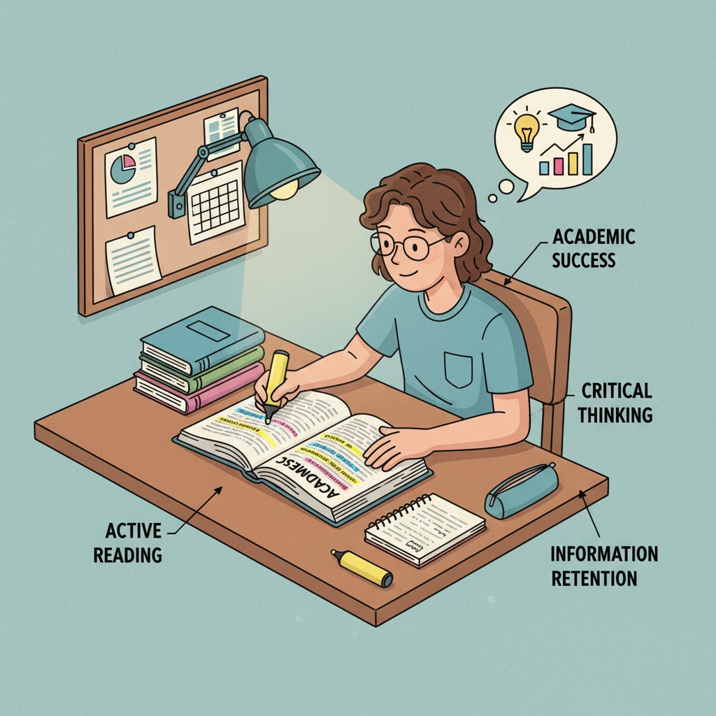 A student focusing on key content in a textbook for exam preparation and academic success