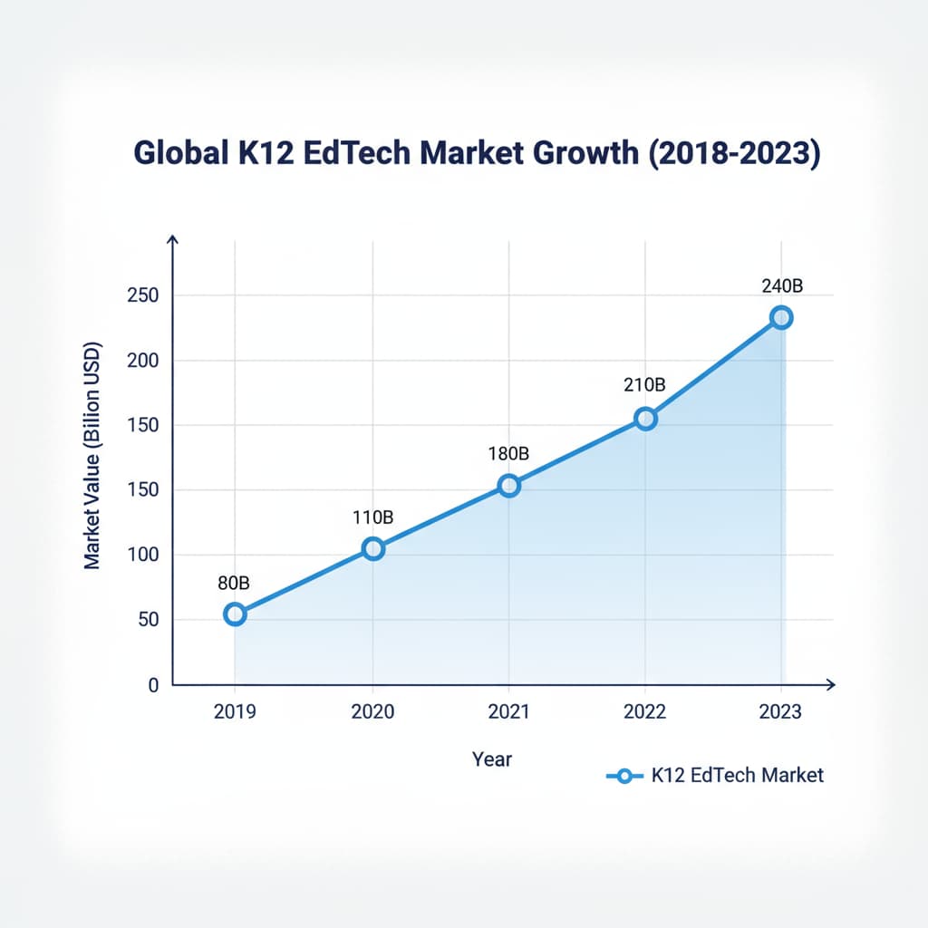 Graph depicting the growth of K12 EdTech market relevant for software engineering students seeking certificates