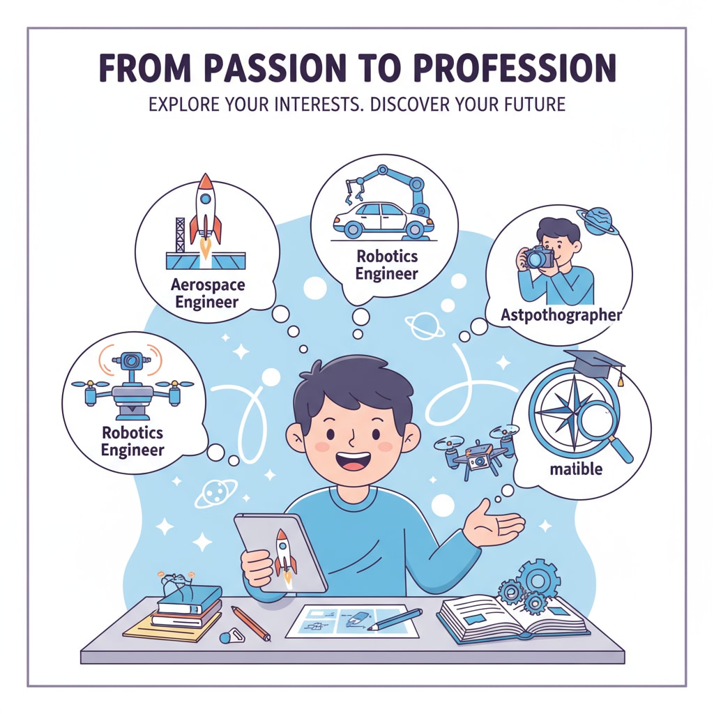 A student is looking excited while working on a project related to their interest, showing the connection between interest and career exploration. A student excited about an interest-related project, associated with major selection, career planning, and interest exploration.