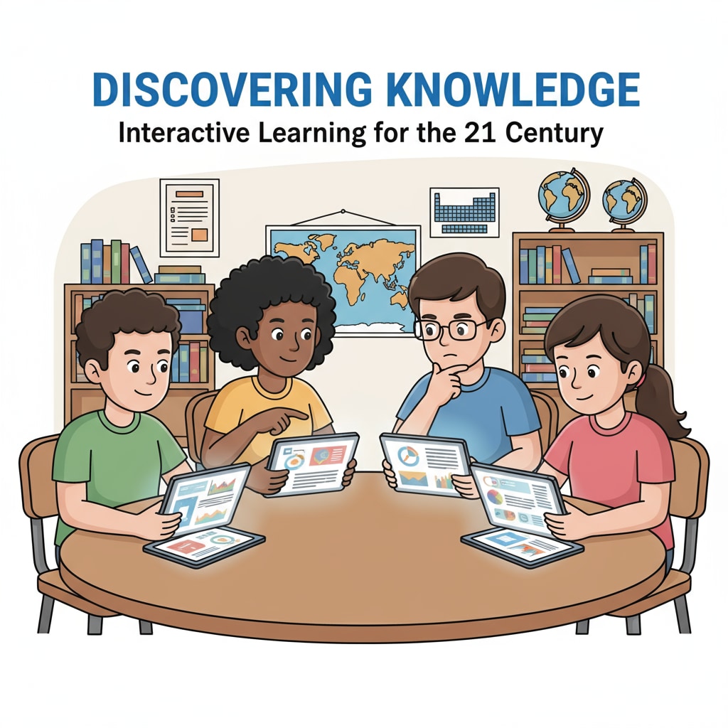 A group of secondary school students are holding tablets, looking at educational content on the screens, with expressions of concentration and interest. Secondary school students using digital devices for learning in the post-pandemic era