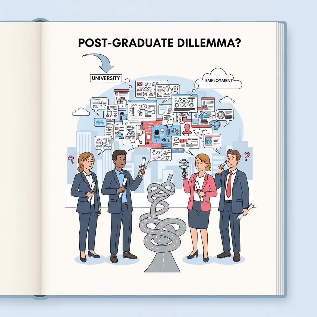 A group of young people with university degrees looking confused while searching for jobs Young graduates with university degrees facing challenges in the job market