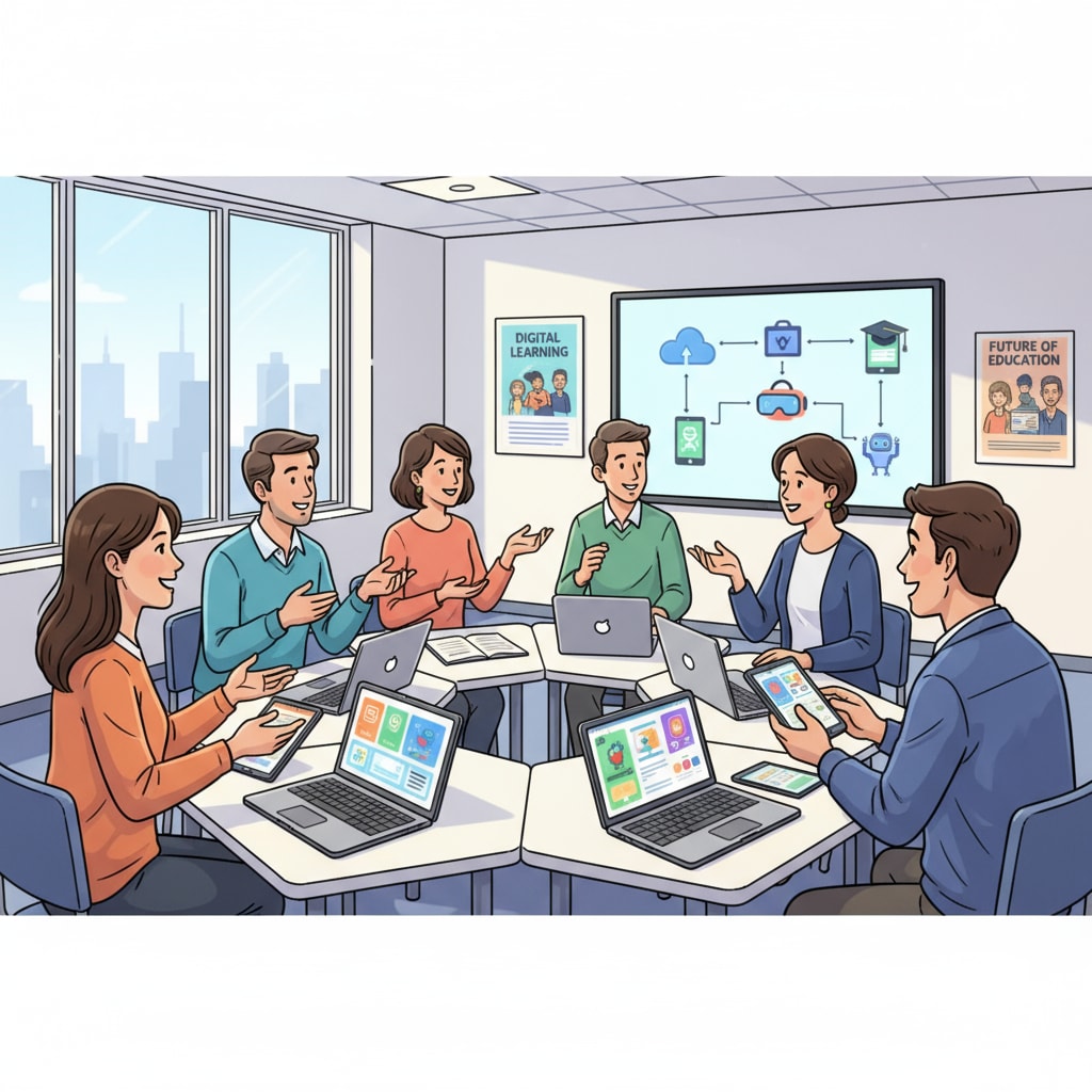 K12 teachers discussing educational technology tools in a classroom