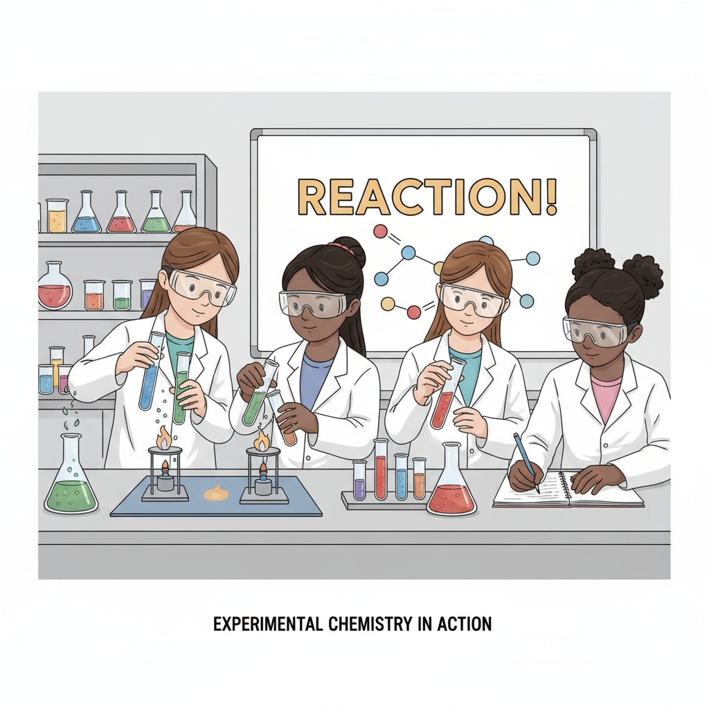 A group of girls is conducting a science experiment in a laboratory, wearing safety goggles and handling test tubes. Girls engaged in a science experiment related to STEM education, highlighting gender differences and teaching practices