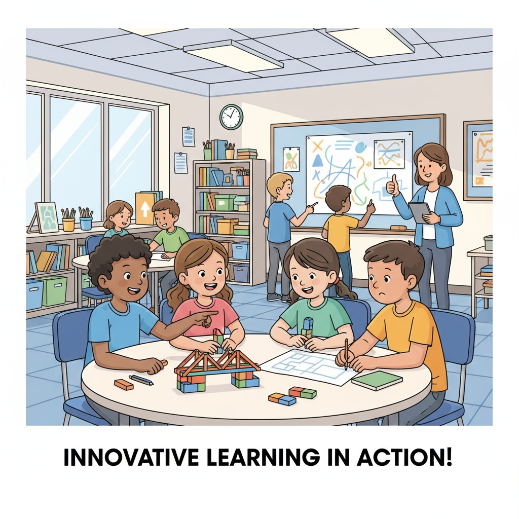 A group of K12 students are actively participating in a creative classroom activity, showing high levels of engagement. K12 students engaged in a creative classroom activity for teacher interviews, creative courses, and student engagement